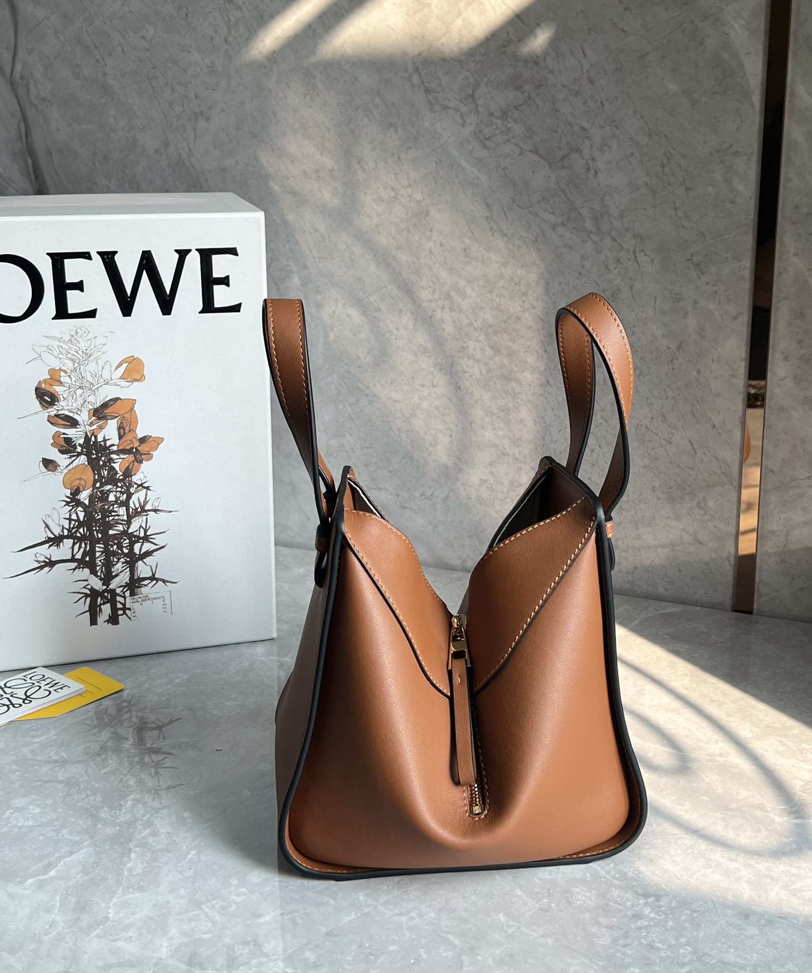 Loewe Compact Hammock Bag in Classic Calfskin Brown